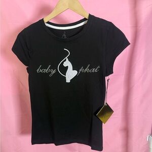 Baby Phat Black Tee with Silver Cat Design, Size Medium